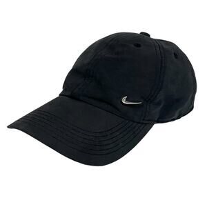 Nike Heritage 86 Hat Black with Silver Metal Swoosh Logo Adjustable